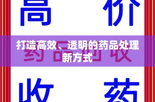 海口打造高效、透明的药品处理新方式